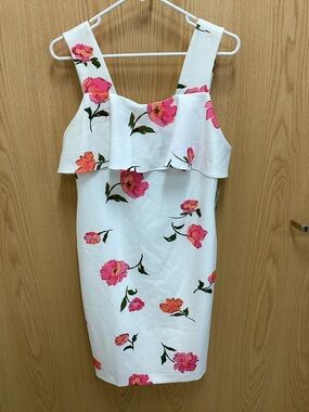 White Floral Ruffle Sundress with Pink Blooms